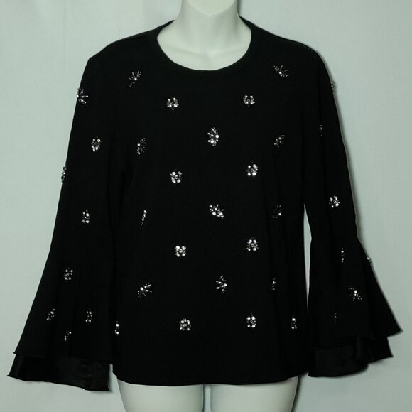 Kobi Halperin Tops - Kobi Halperin Embellished Rhinestones Bell Sleeve Size Medium